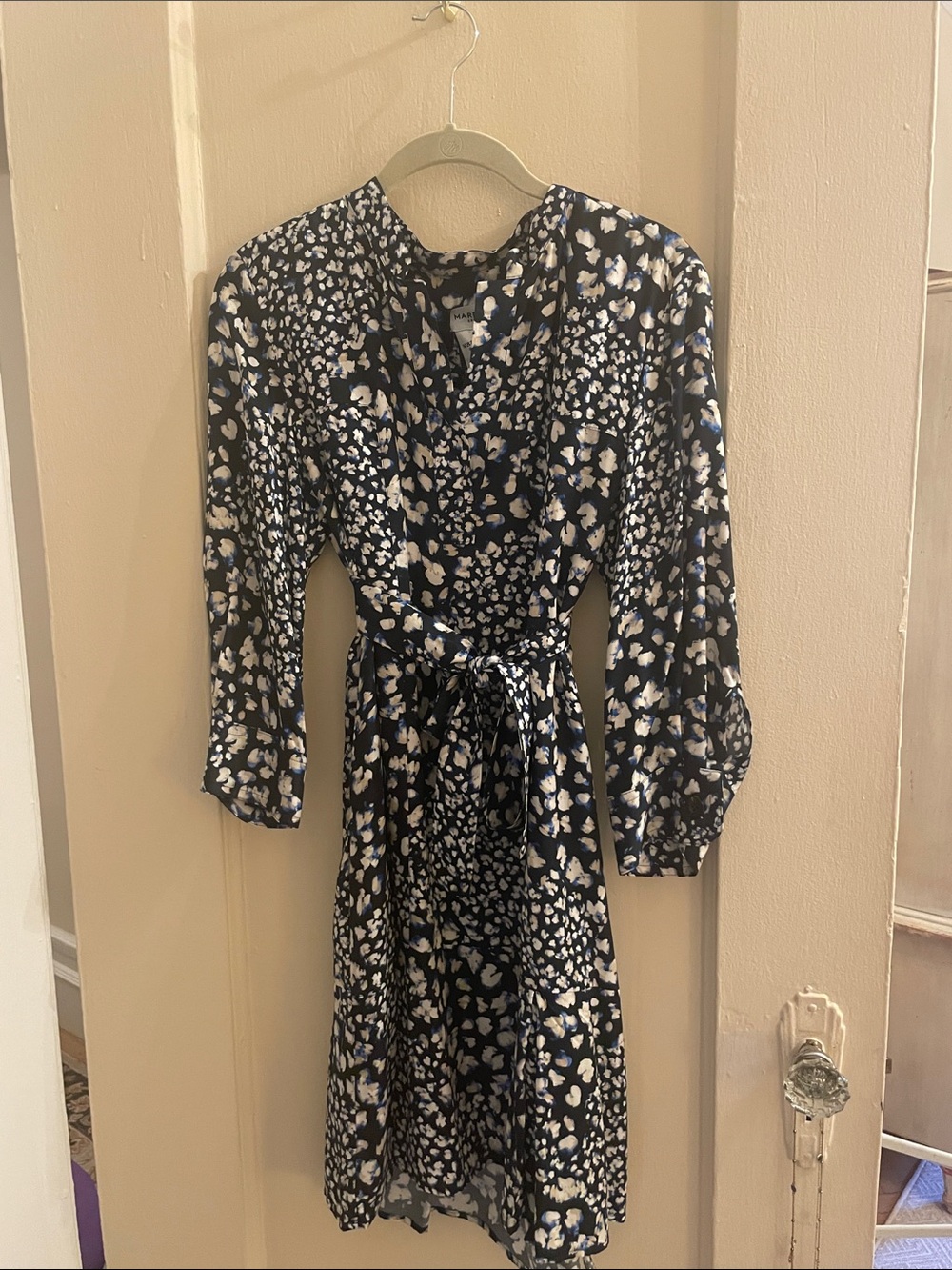 MARELLA Navy and White Floral Tie-Waist Dress - Picture 3 of 7